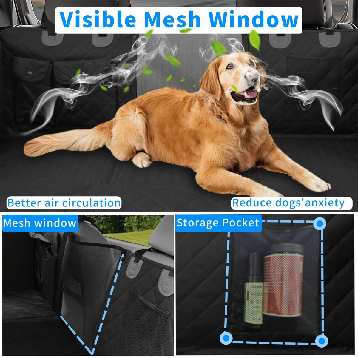 Bingopaw Hard Bottom Dog Car Seat Cover With Pockets