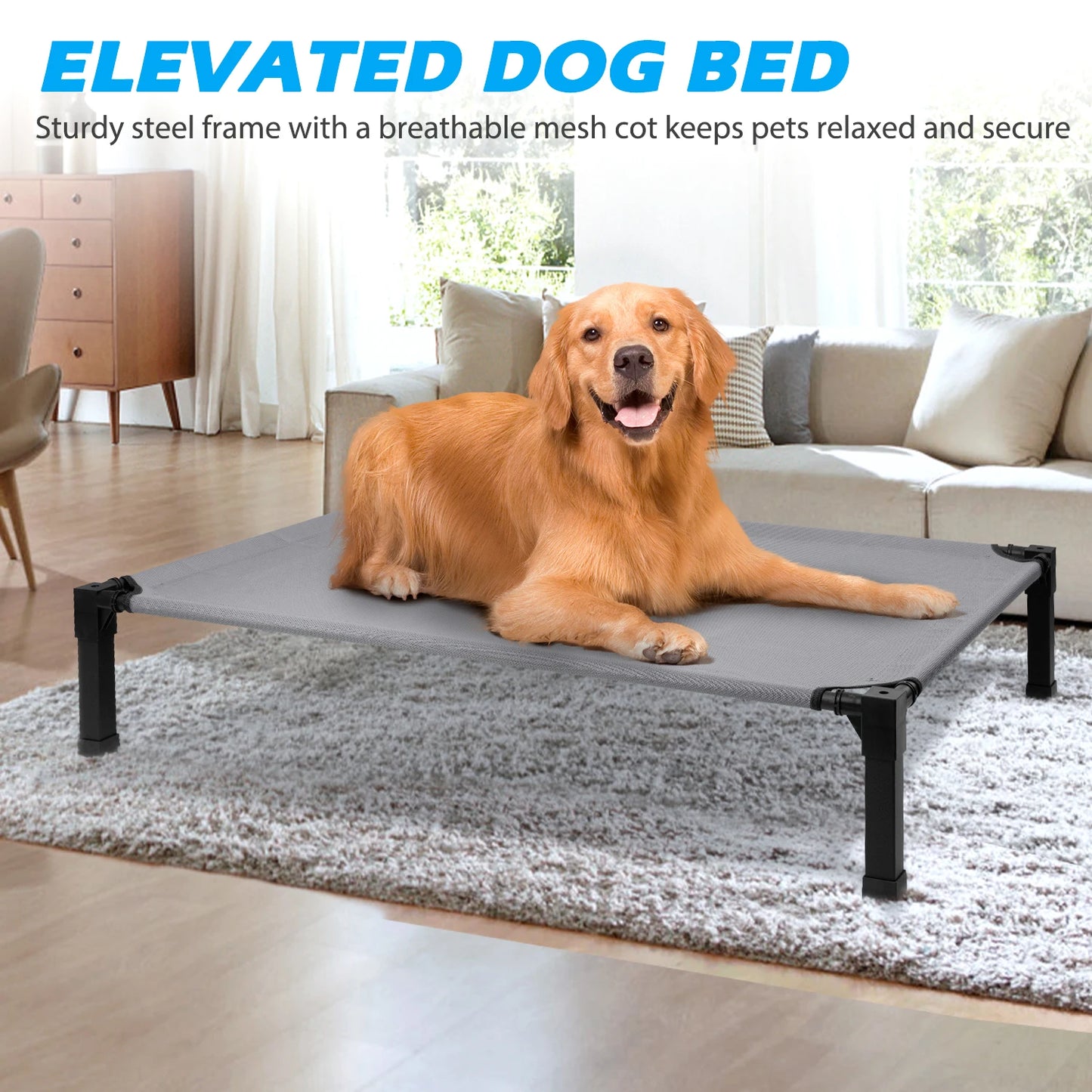Elevated Cooling Dog Bed With Washable Breathable Frame