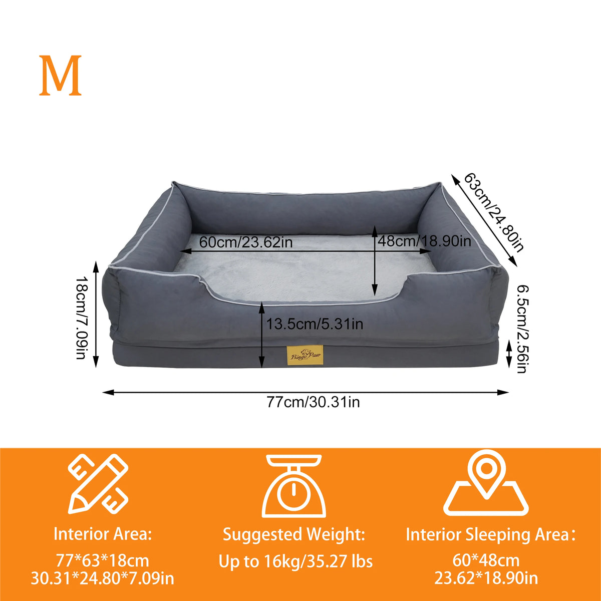 Bingopaw Orthopedic Dog Bed With Waterproof Cover