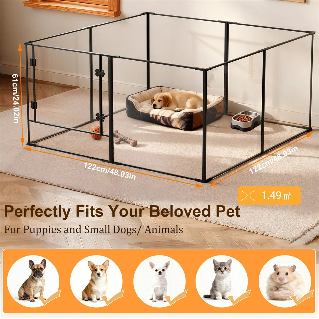 BINGOPAW 8 Panel Acrylic Dog Playpen For Indoor Use