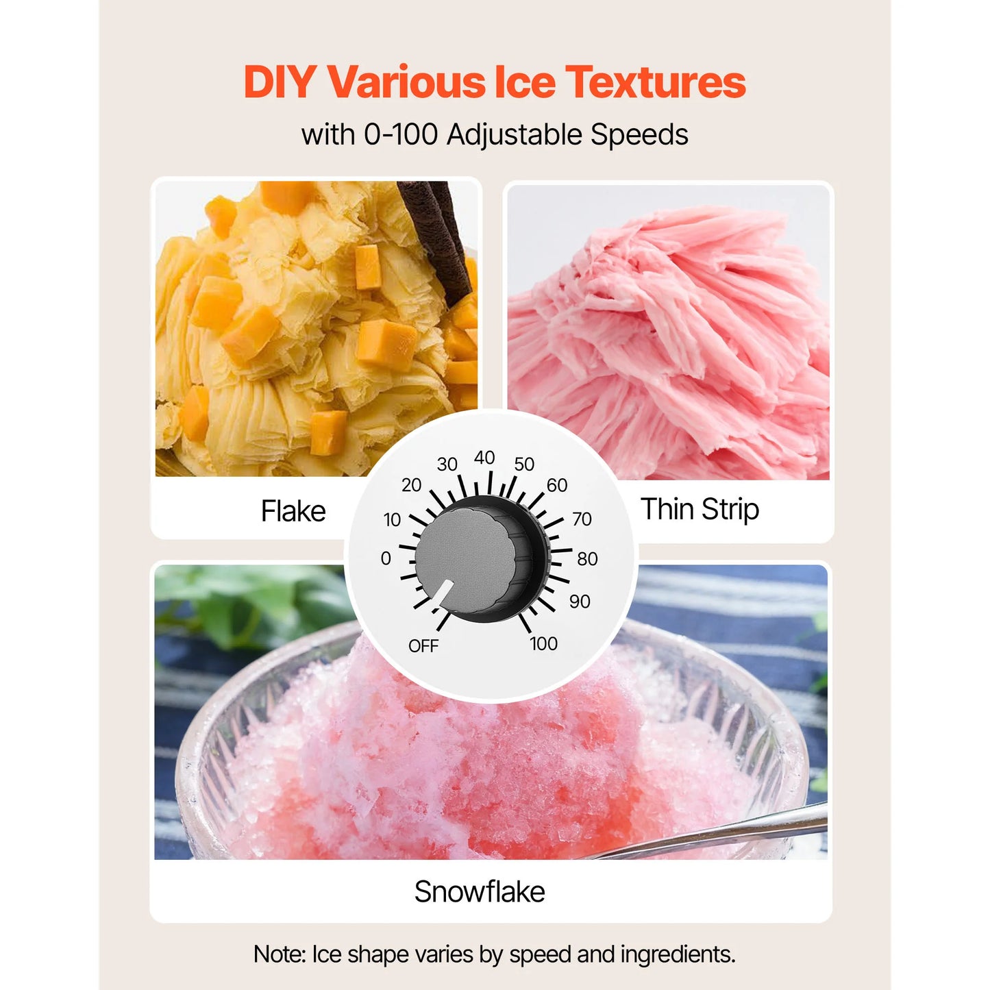 VEVOR Electric Snowflake Ice Maker Plus Shaver Machine