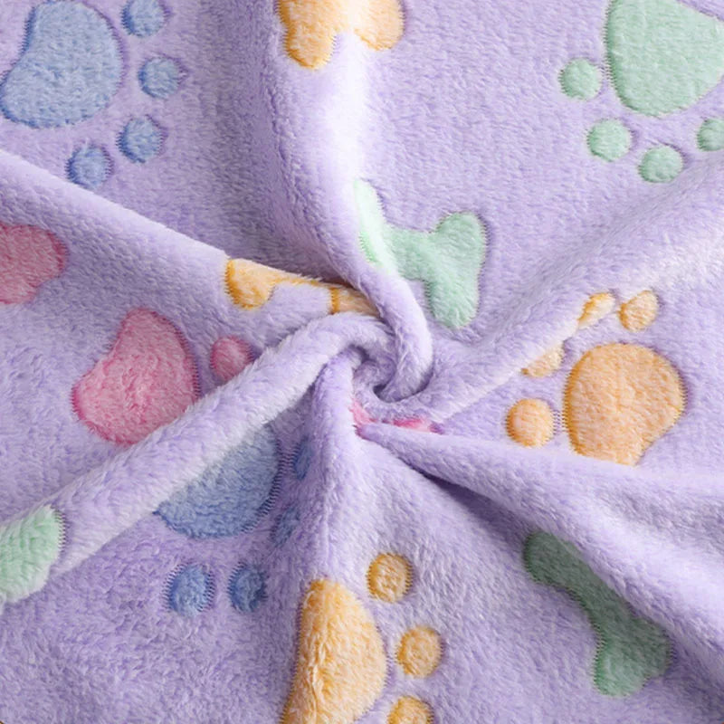 Velvet Pet Blanket Fleece Paw Pattern