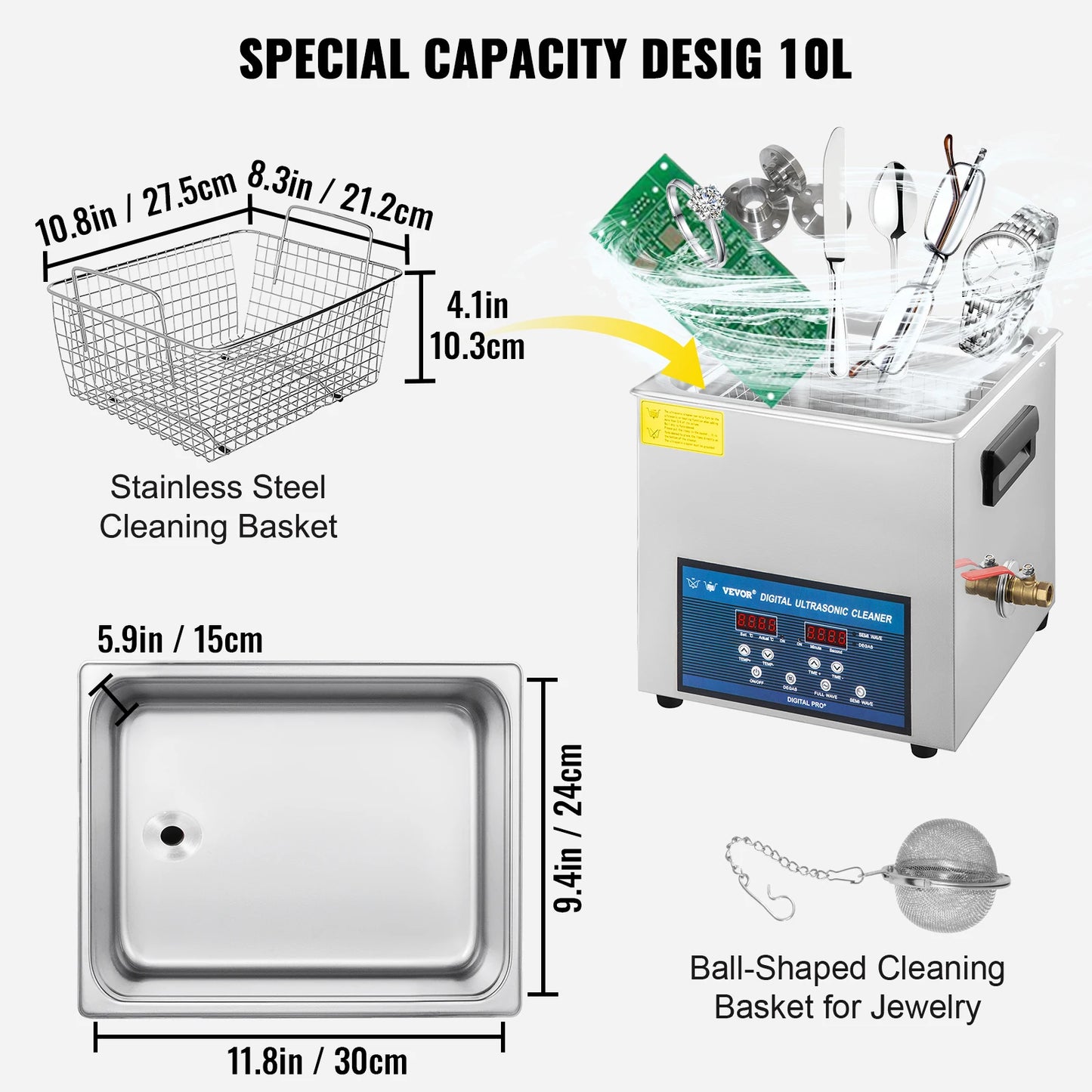SucceBuy Dual Frequency Ultrasonic Cleaner 28/40kHz