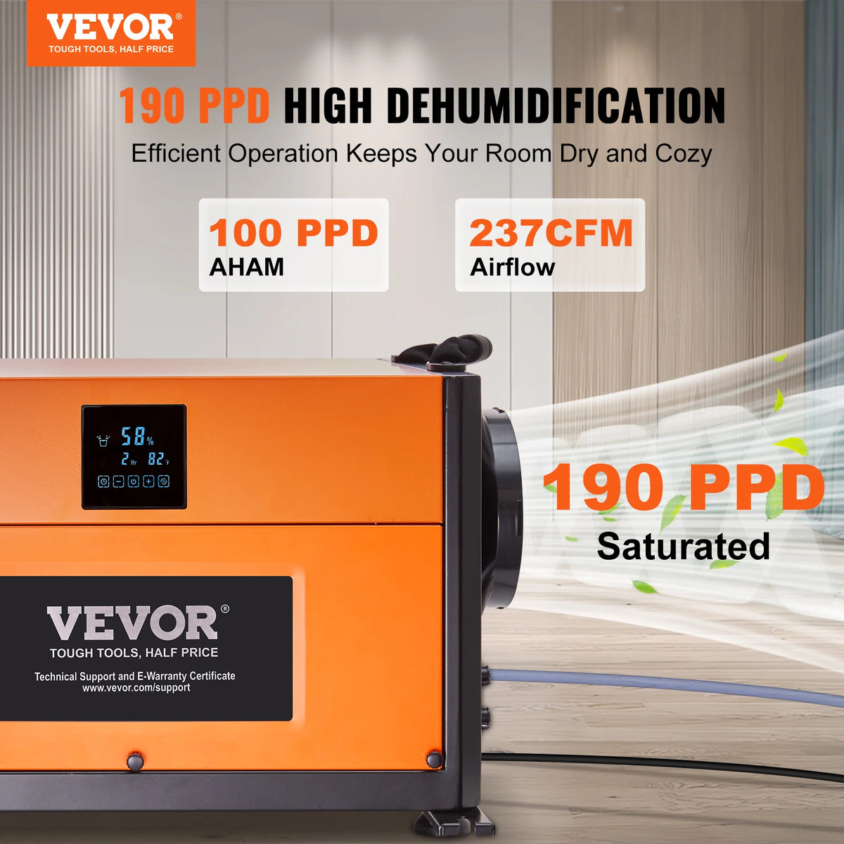 VEVOR Large Capacity Commercial Dehumidifier with Drain Hose