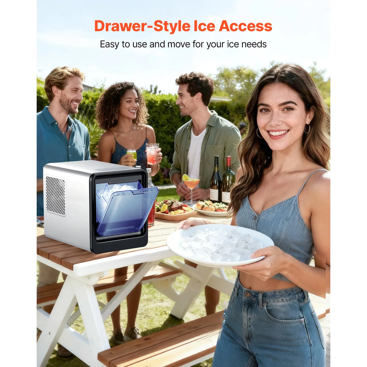 Vevor Countertop Nugget Ice Maker Self Cleaning Portable