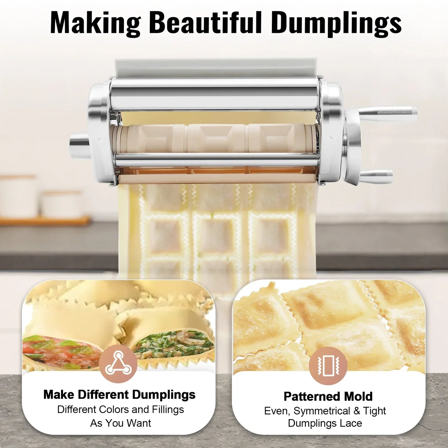 Stainless Steel Pasta Roller Cutter Kit For Stand Mixer