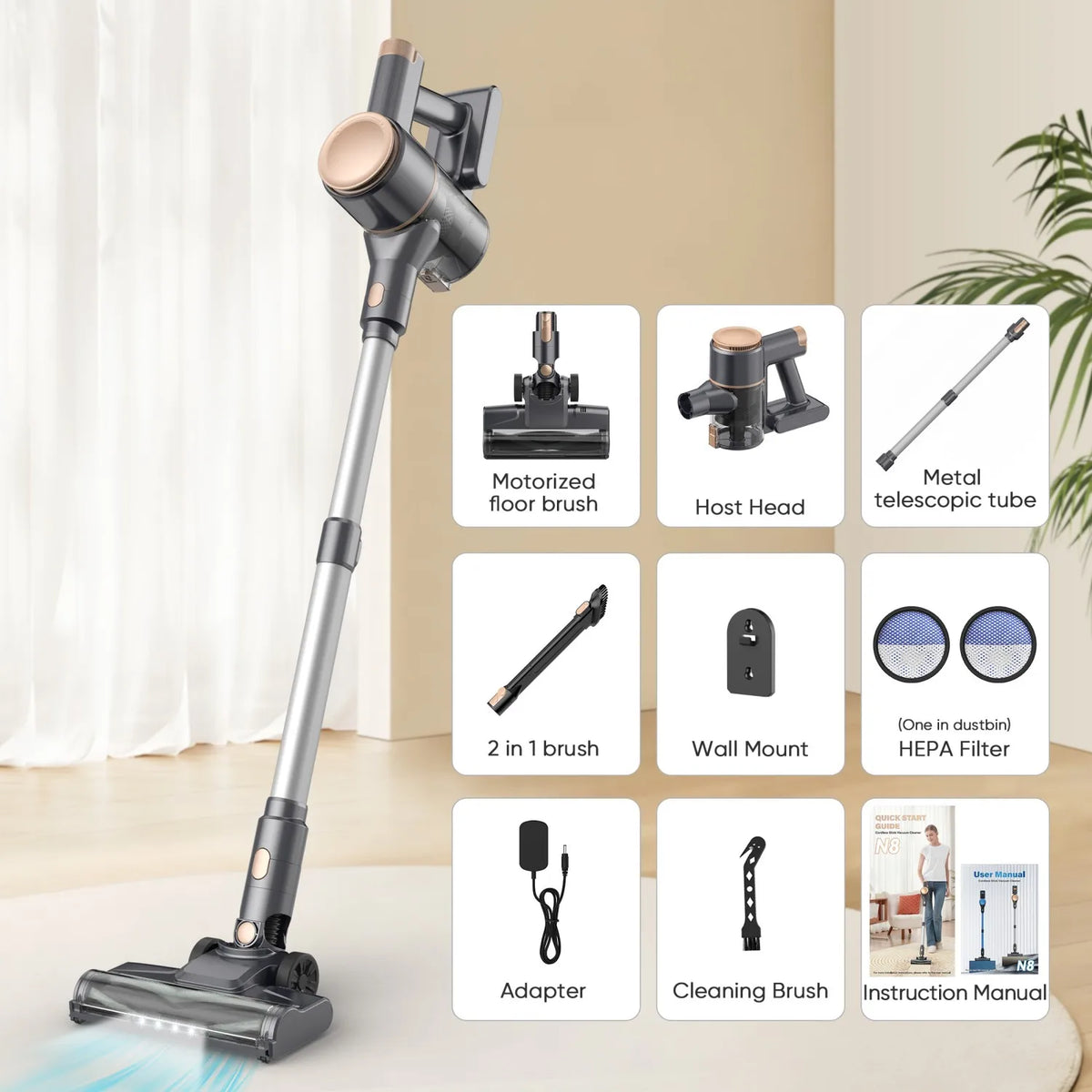 Yisora N8 Cordless Stick Vacuum Cleaner For Pet Hair