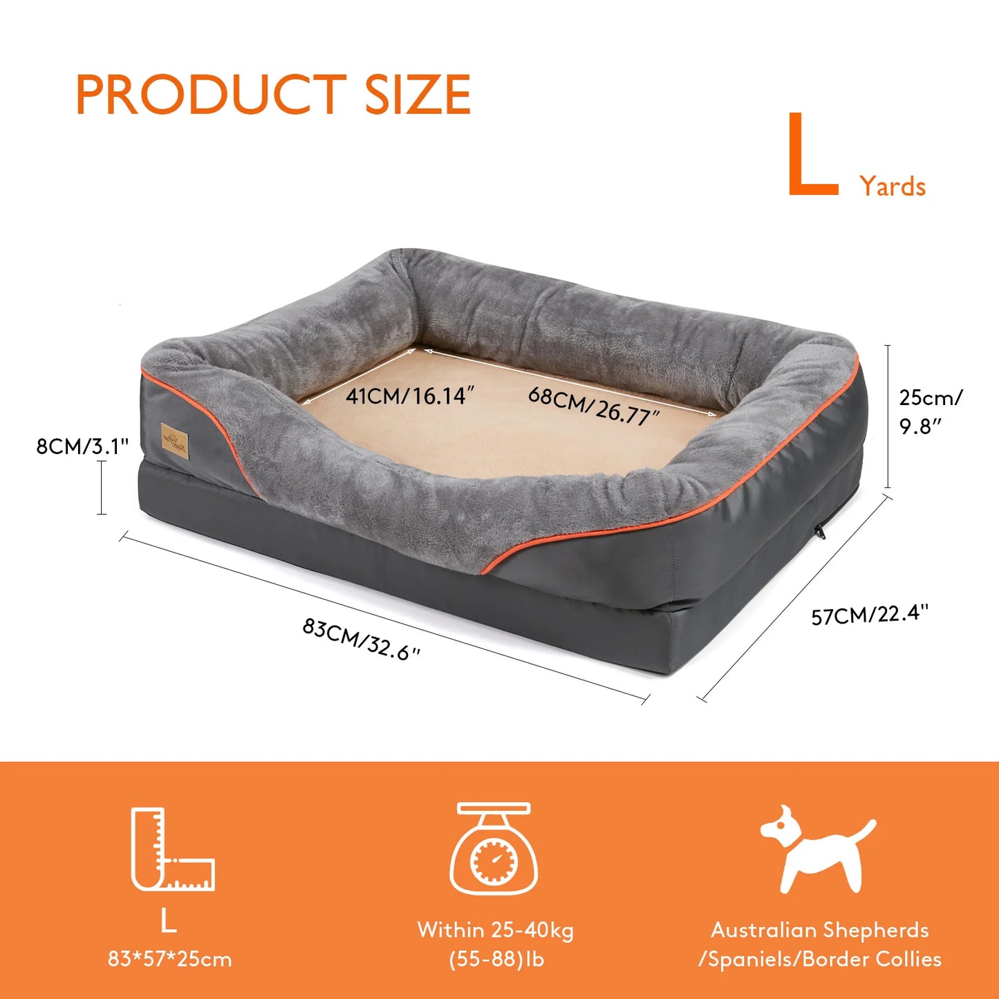 BINGOPAW Orthopedic Memory Foam Dog Bed Bolstered Sofa