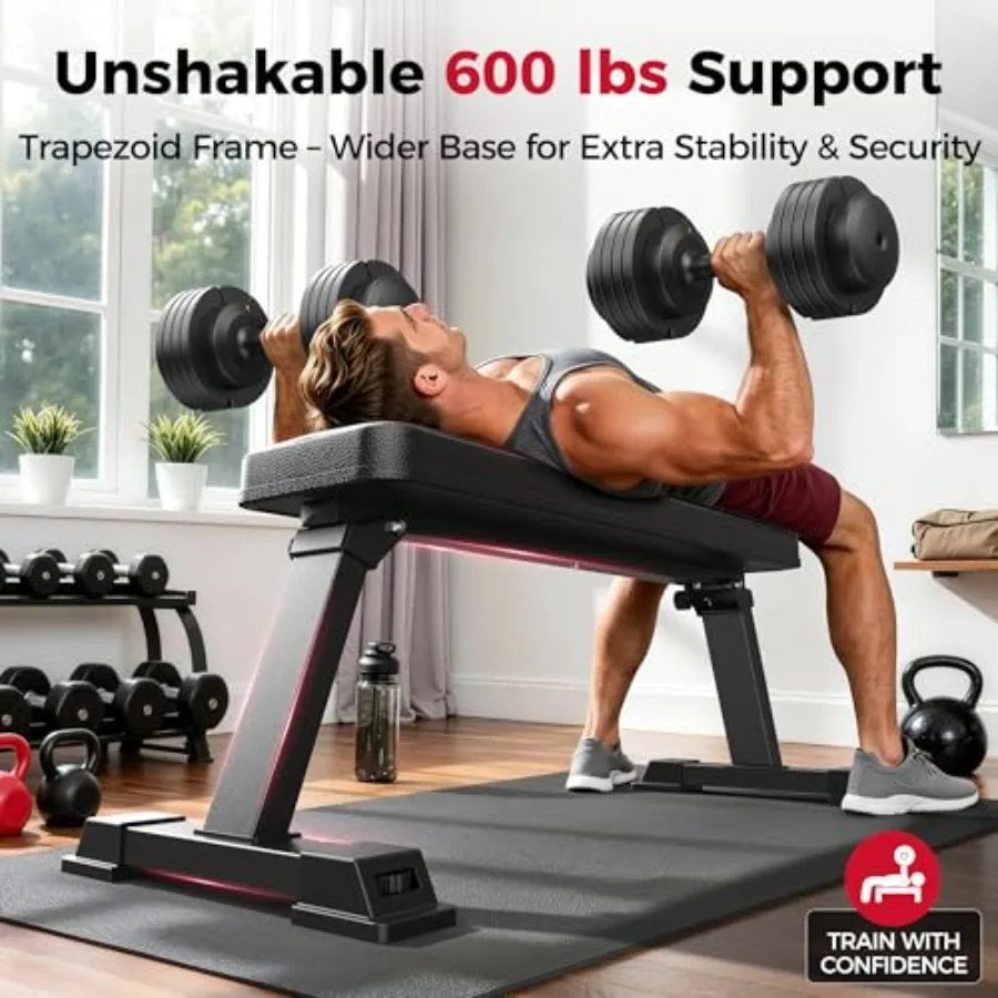 Foldable Flat Weight Bench For Home Gym Dual Locking