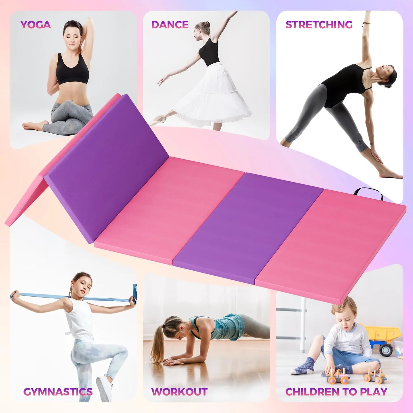HiMISS Gymnastics Mat Foldable Portable Floor Pad