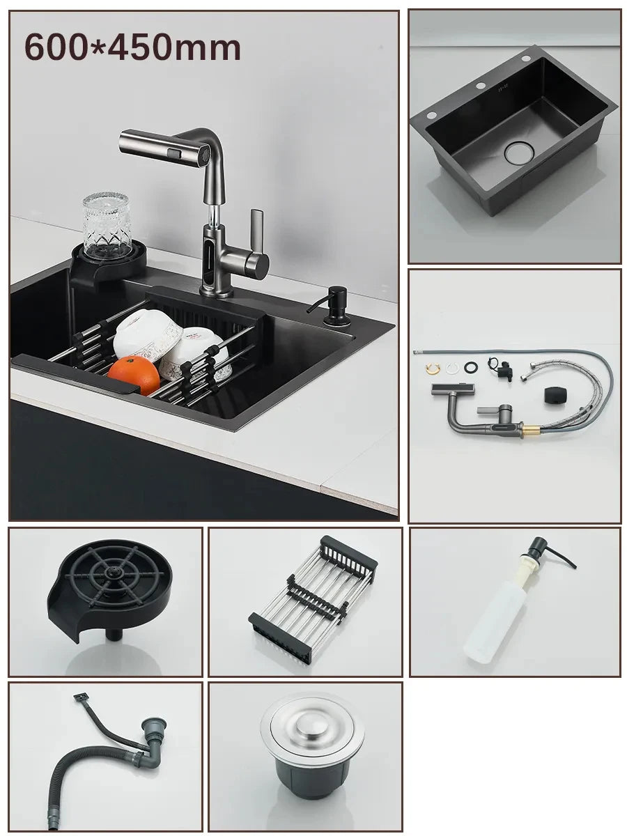 Stainless Steel Kitchen Sink With Integrated Faucet