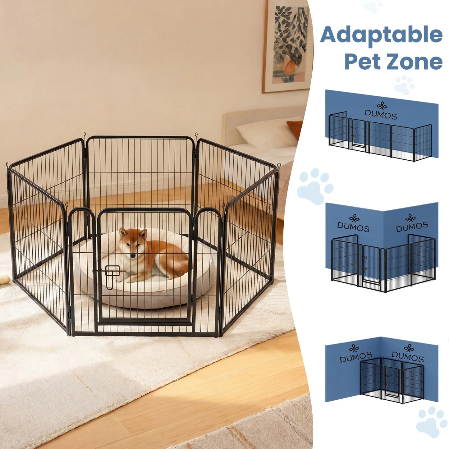 JHK Foldable Metal Dog Playpen 6 Panels