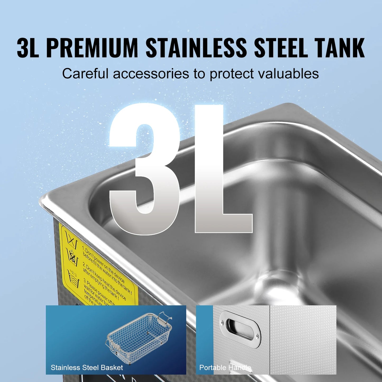 SucceBuy Ultrasonic Cleaner Stainless Steel Portable Heated