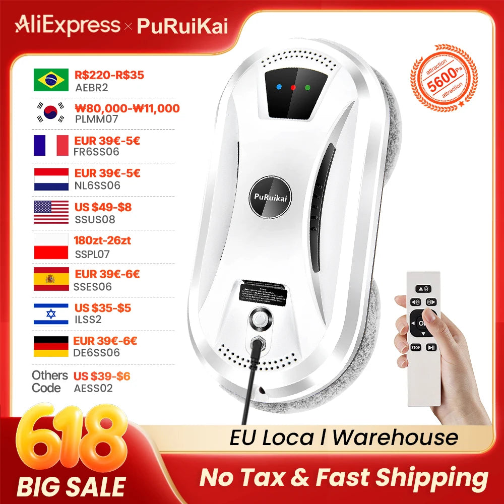 PuRuikai Ultra Thin Window Cleaning Robot Remote Control