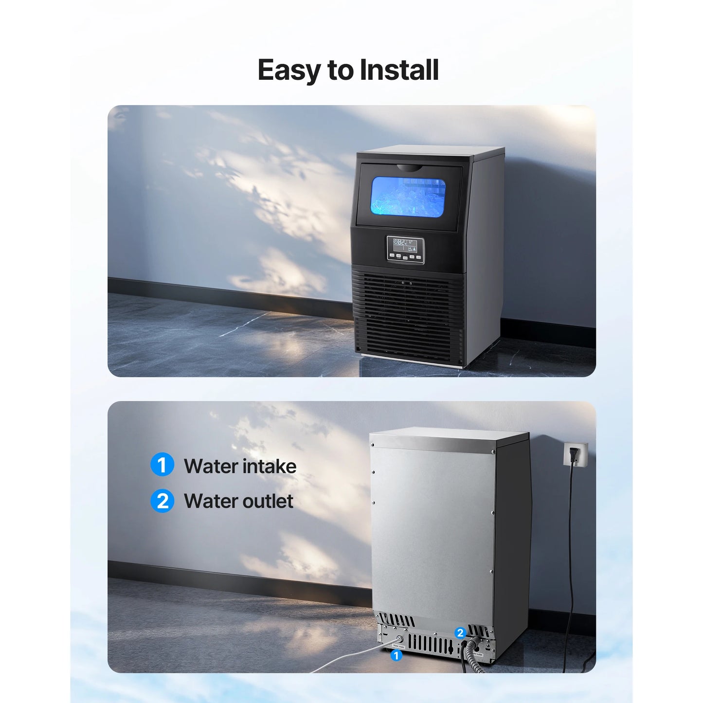 SucceBuy Commercial Ice Maker 80 Lbs Daily With Self