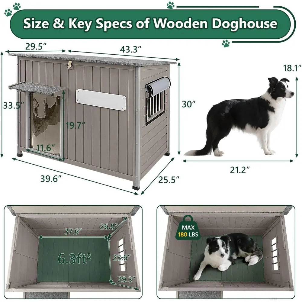 Weatherproof Outdoor Wooden Dog House