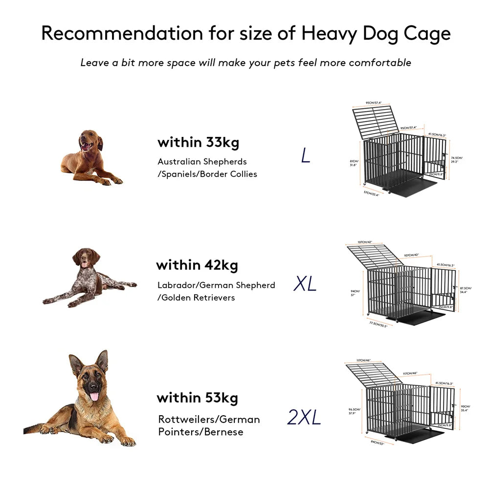 Borwart Heavy Duty Metal Dog Crate With Tray And Wheels