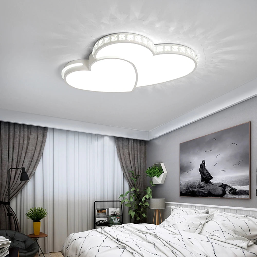 Heart Shaped Crystal LED Ceiling Light Flush Mount