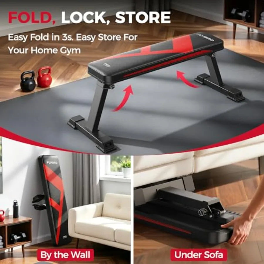 Foldable Flat Weight Bench For Home Gym Dual Locking
