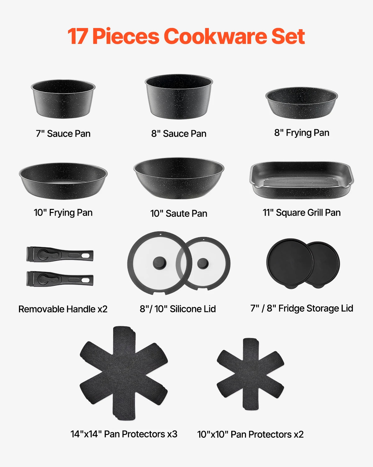 VEVOR Nonstick Cookware Set Induction Compatible