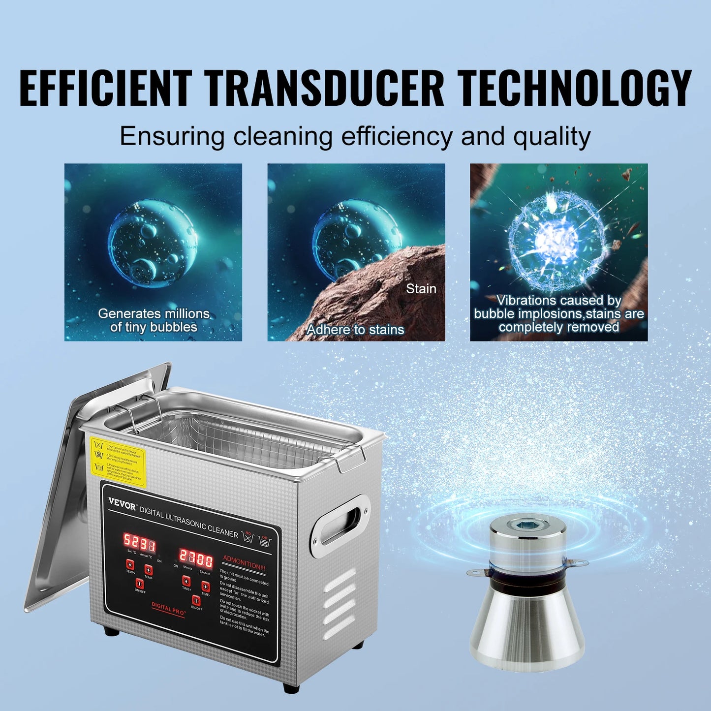 SucceBuy Ultrasonic Cleaner Stainless Steel Portable