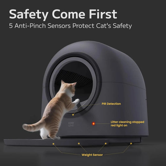 Self Cleaning Automatic Litter Box With Safety Features