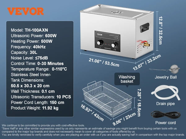 SucceBuy Ultrasonic Cleaner With Heater Timer For Lab Tools