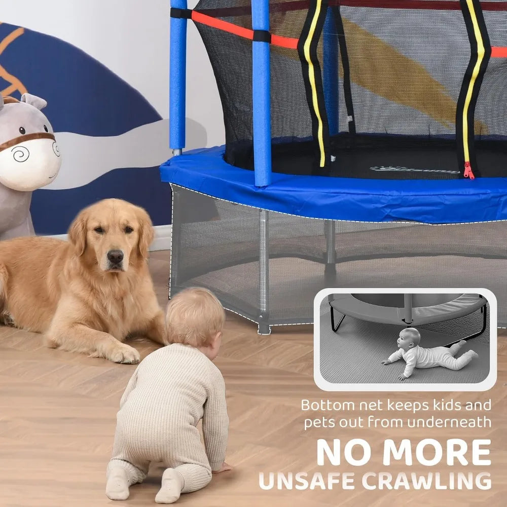 Kids Trampoline With Enclosure Net And Springless Design