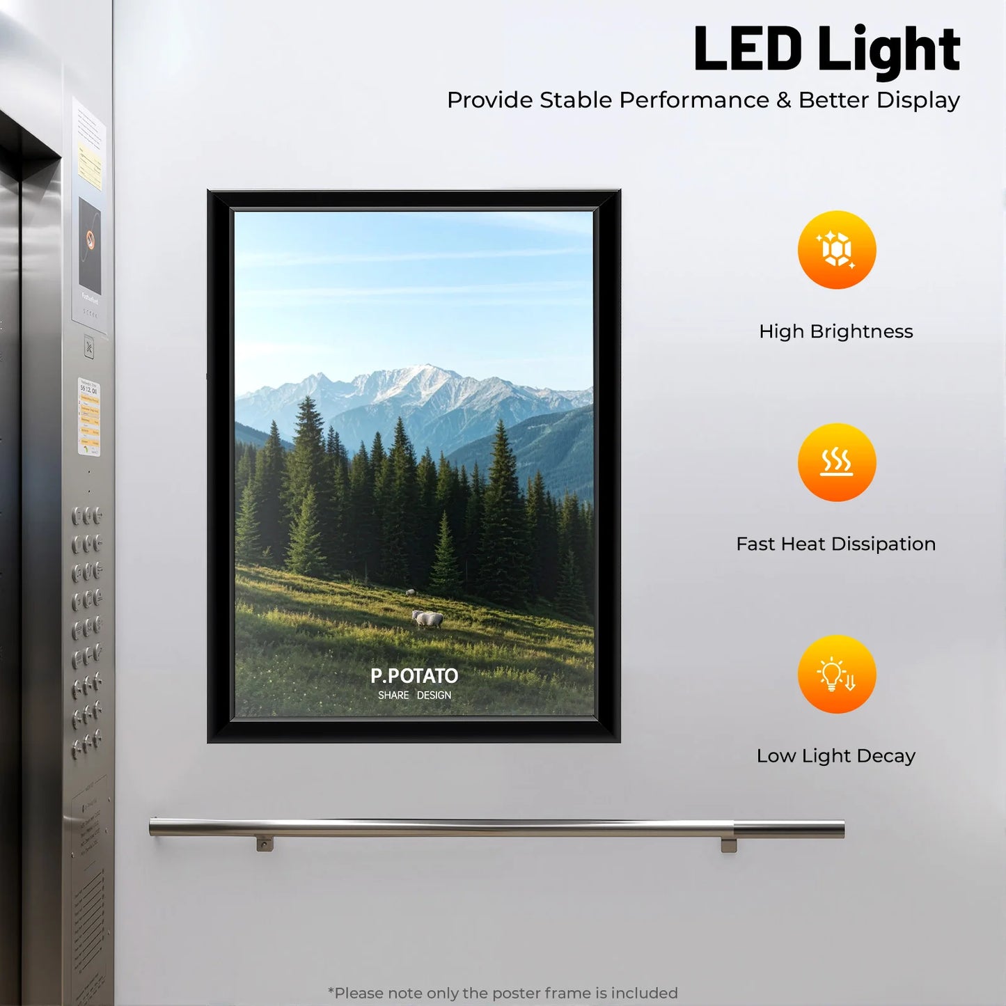 Bymaocar LED Poster Frame Acrylic Aluminum Display