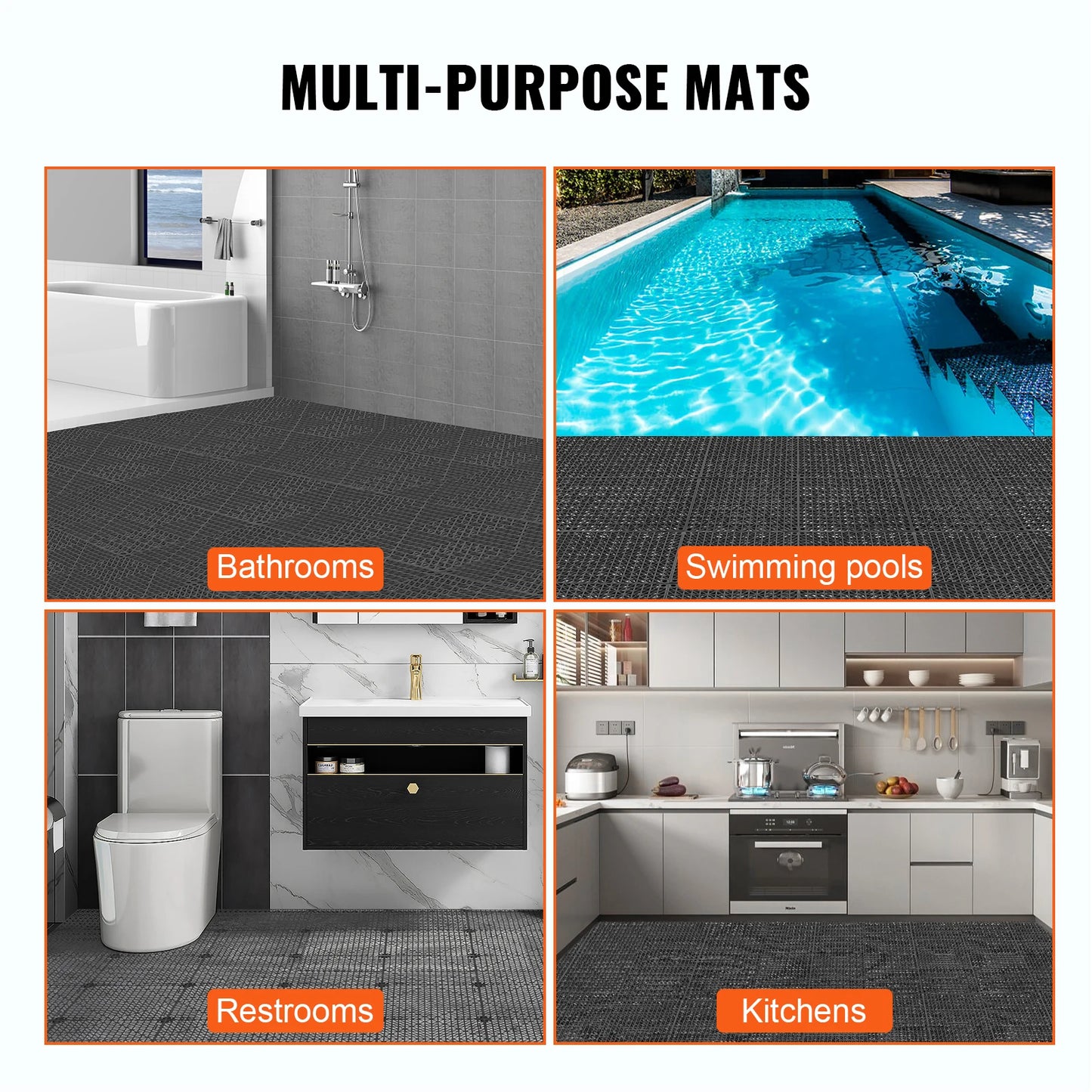 SucceBuy Interlocking PVC Drainage Floor Tiles Non Slip