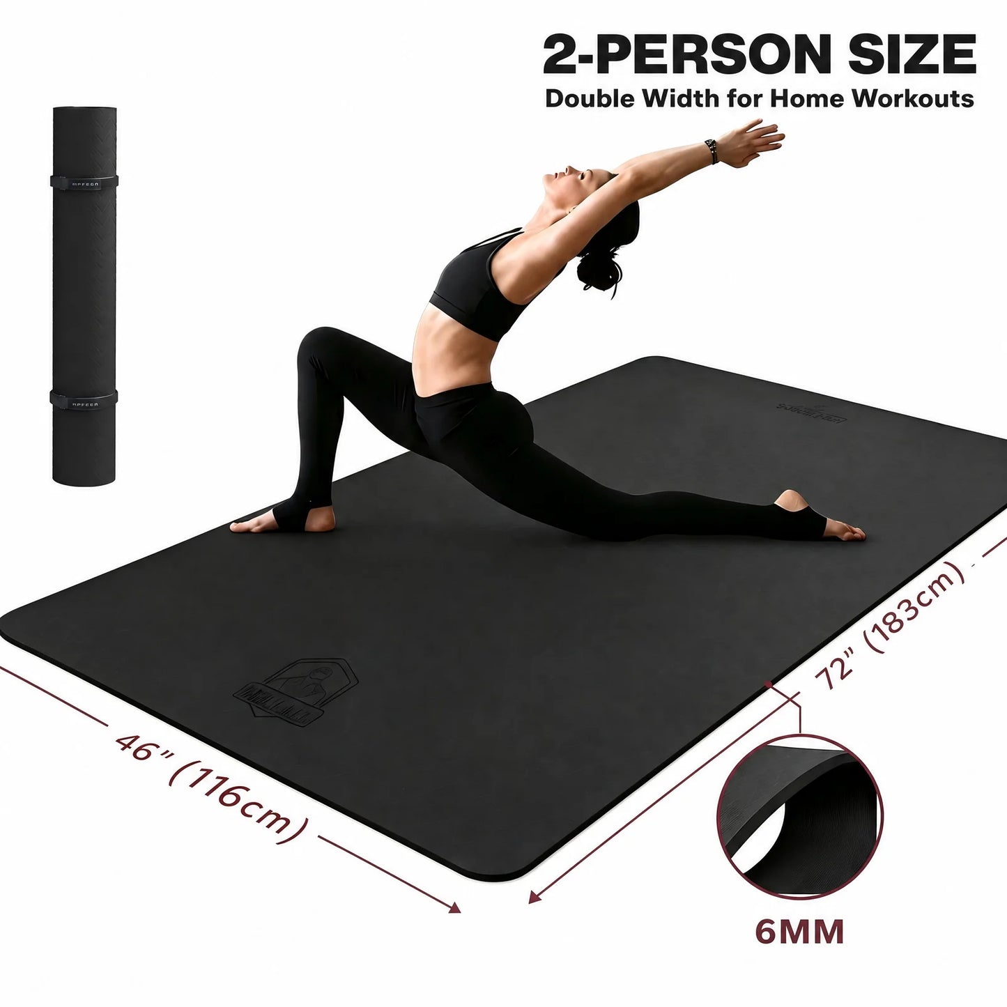HAPBEAR Extra Large Yoga Mat Non Slip Eco Friendly TPE