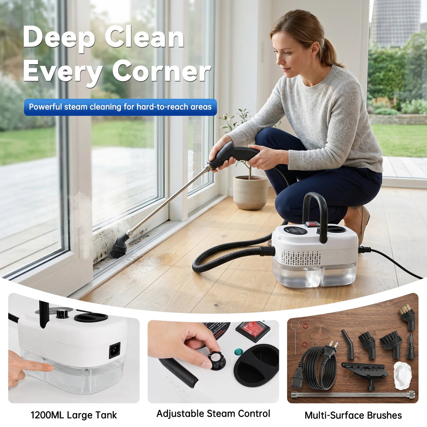 2500W High Power Steam Cleaner Handheld With Accessories