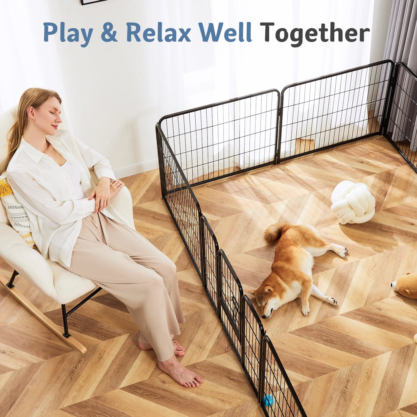 JHK Foldable Metal Dog Playpen For Outdoor Use