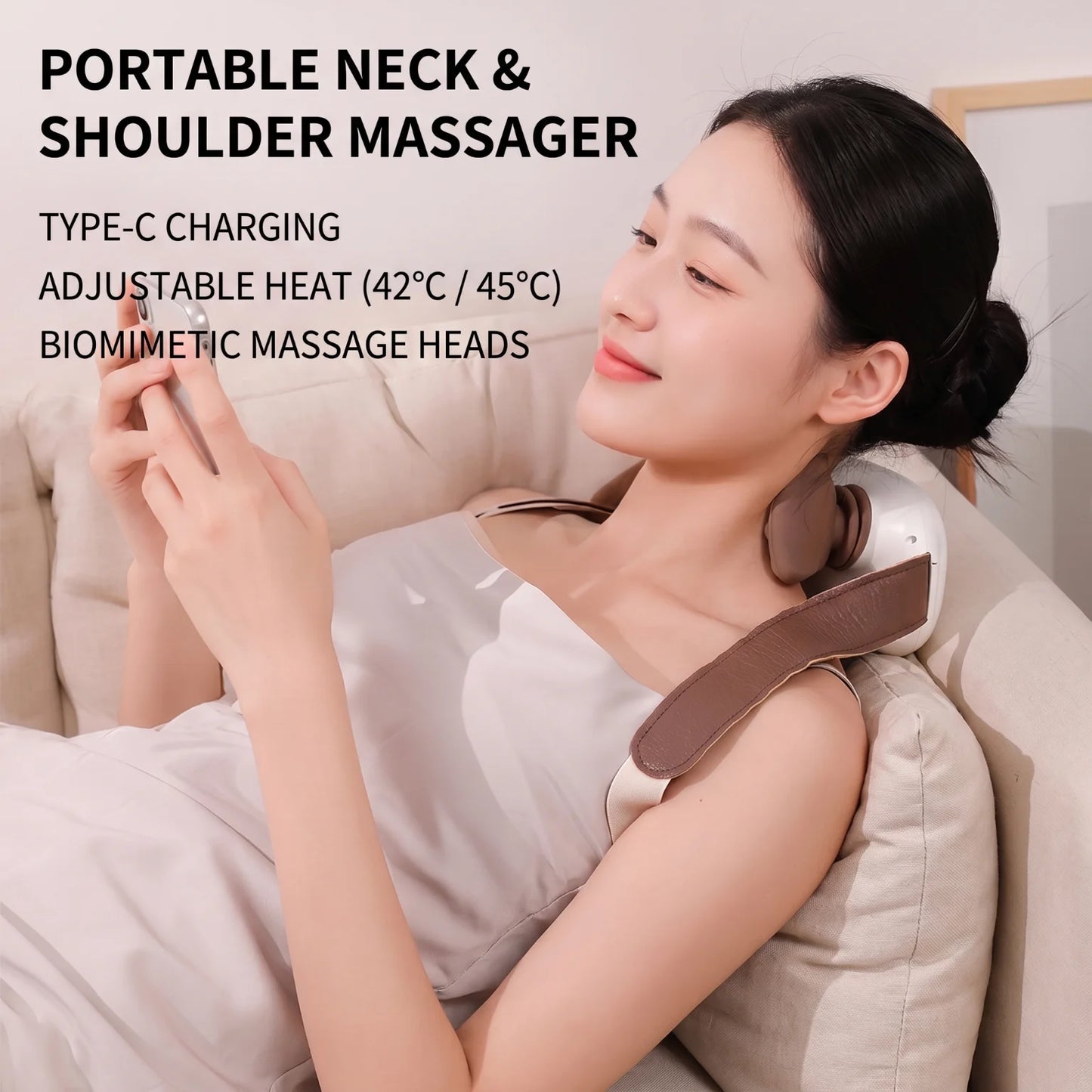 Wireless Heated Neck And Shoulder Massager 4D Kneading