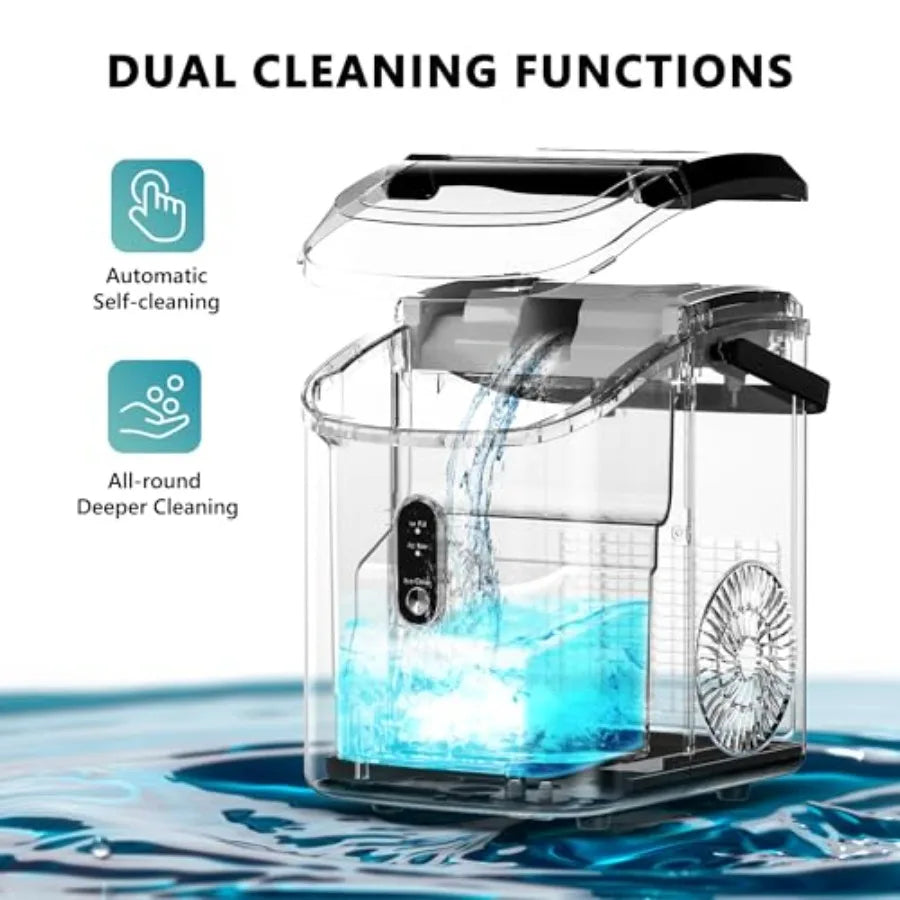 Portable Countertop Sonic Ice Maker With Auto Cleaning