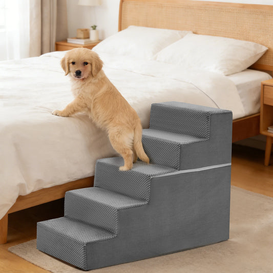 3-5 Step Right Angled Foam Dog Stairs For Small Dogs