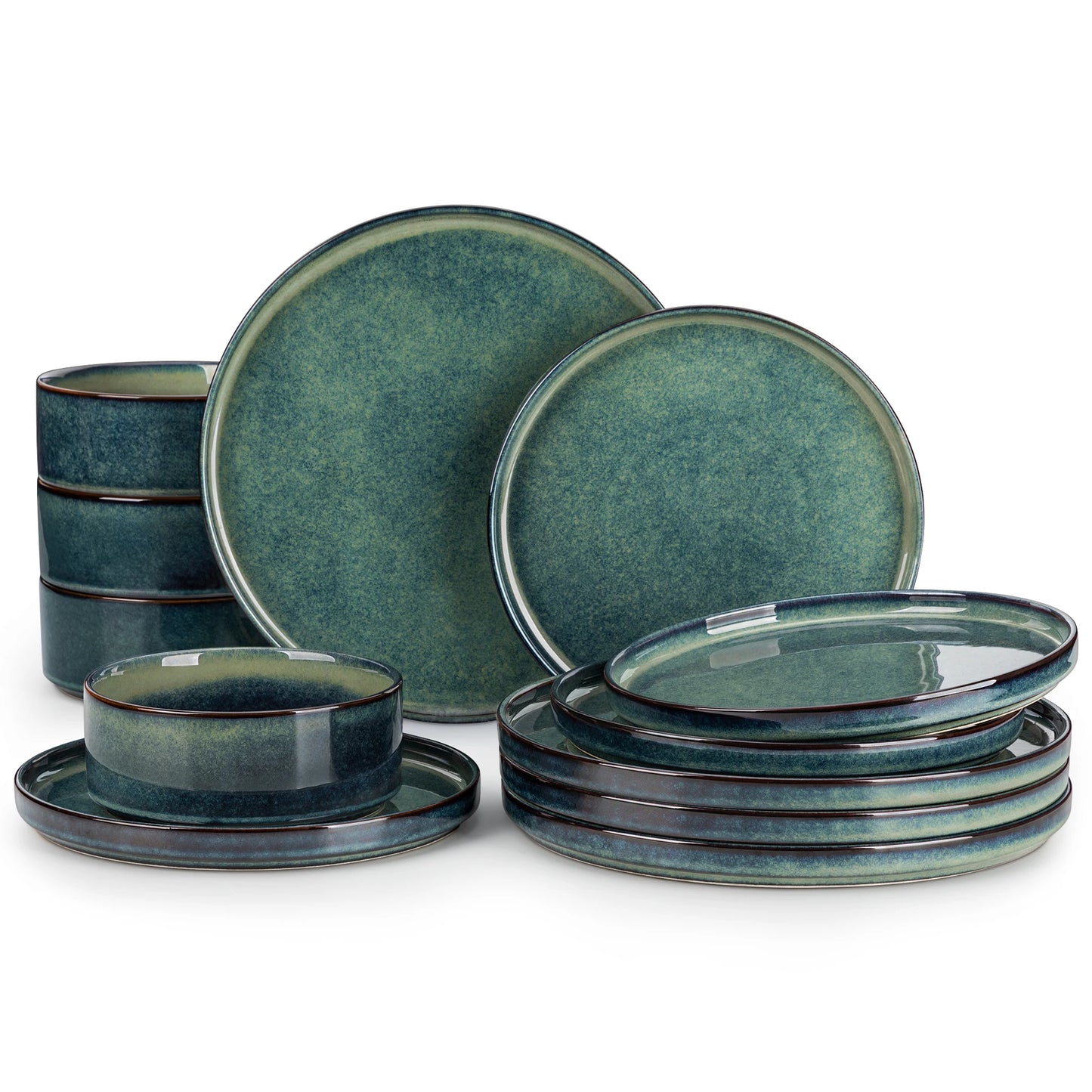 MALACASA Ceramic Dinner Set Reactive Glaze Dinnerware