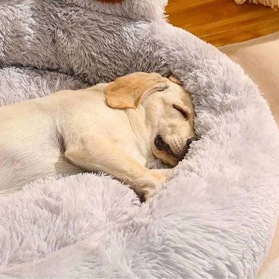 Calming Faux Fur Donut Dog Bed