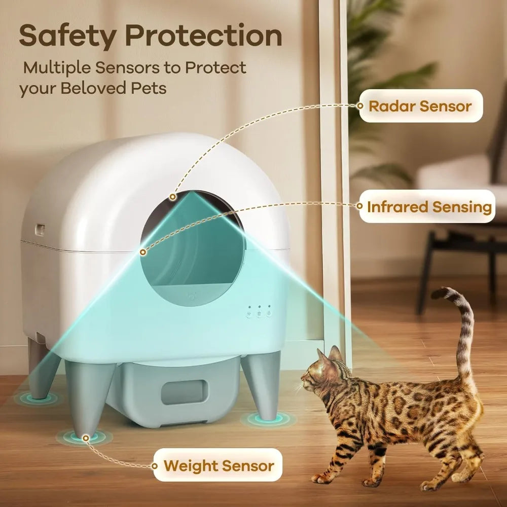 Automatic Self Cleaning Cat Litter Box With App Control