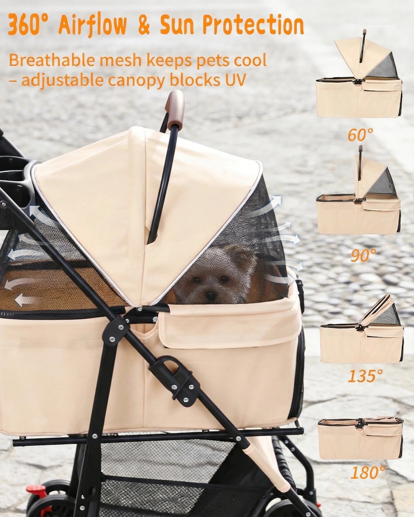 Cabusatly 2in1 Pet Stroller With Removable Carrier