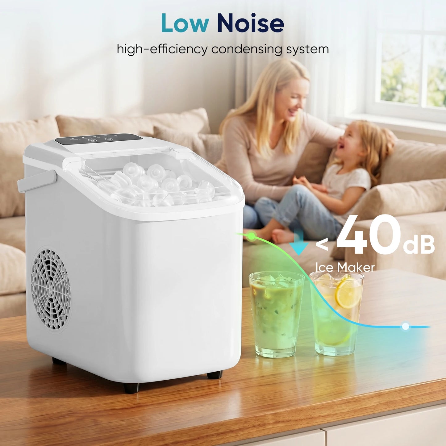 Portable Countertop Ice Maker With Scoop For Home Kitchen