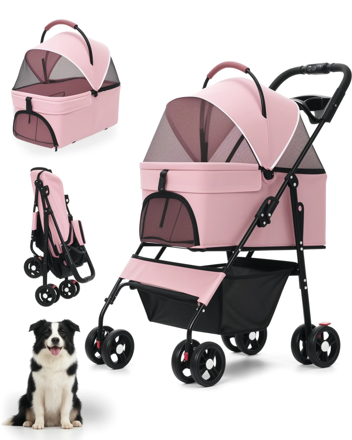 Cabusatly 2in1 Pet Stroller With Removable Carrier