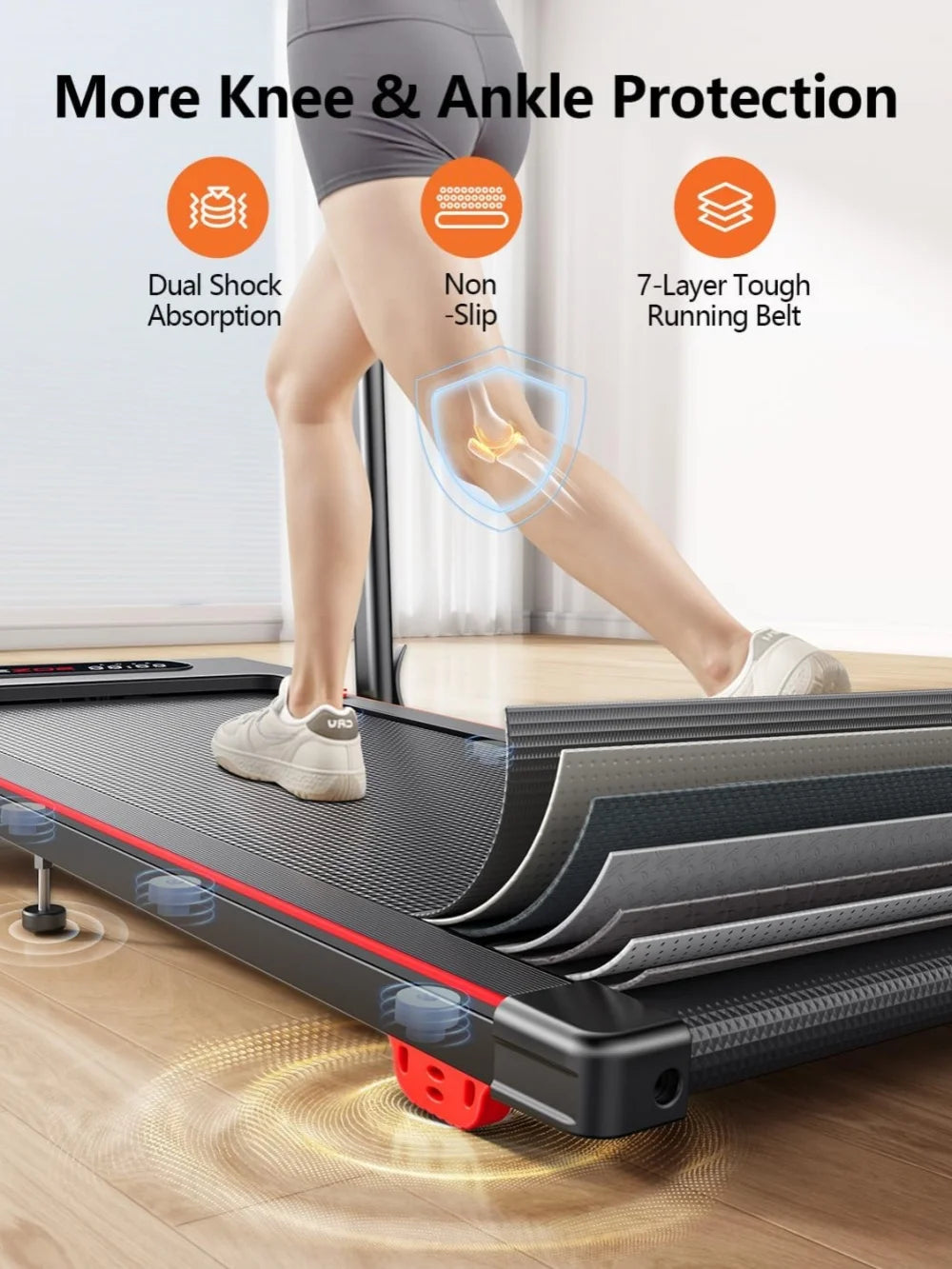 Driving Walking Pad With Bracket Silent Foldable Treadmill