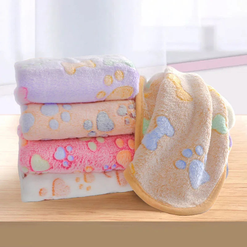 Velvet Pet Blanket Fleece Paw Pattern