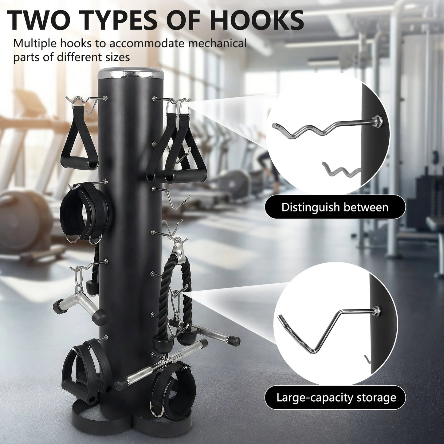 APWIKOGER Vertical Gym Handle Rack With Lat And Curl Bars