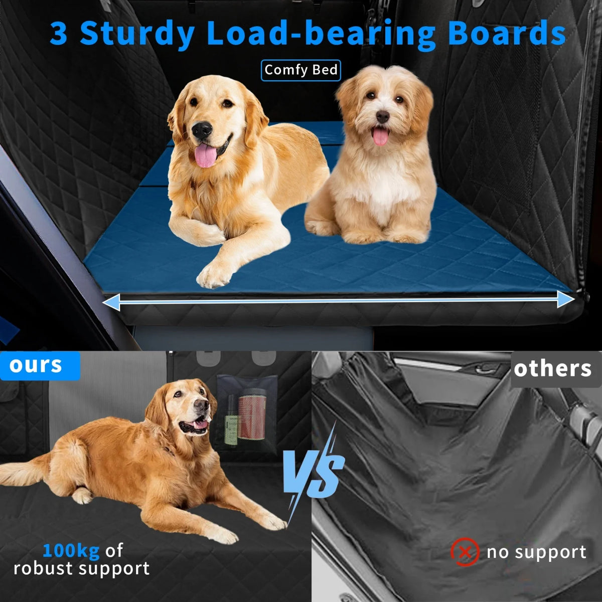 Bingopaw Hard Bottom Dog Car Seat Cover With Pockets