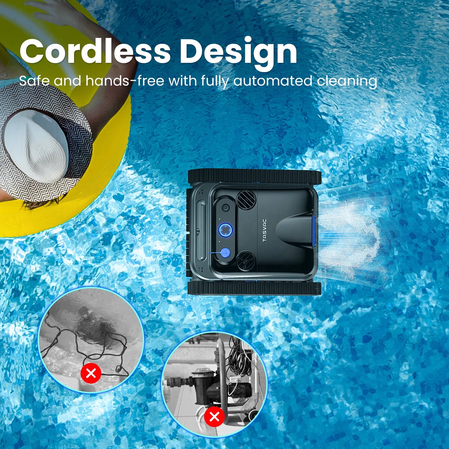 INSE Cordless Robotic Pool Cleaner With 4 Motors