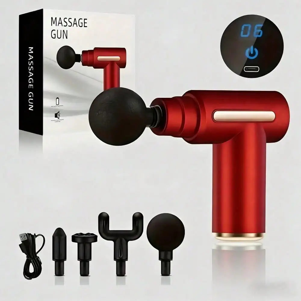 Fascia Massage Gun Portable Muscle Massager With 4 Heads