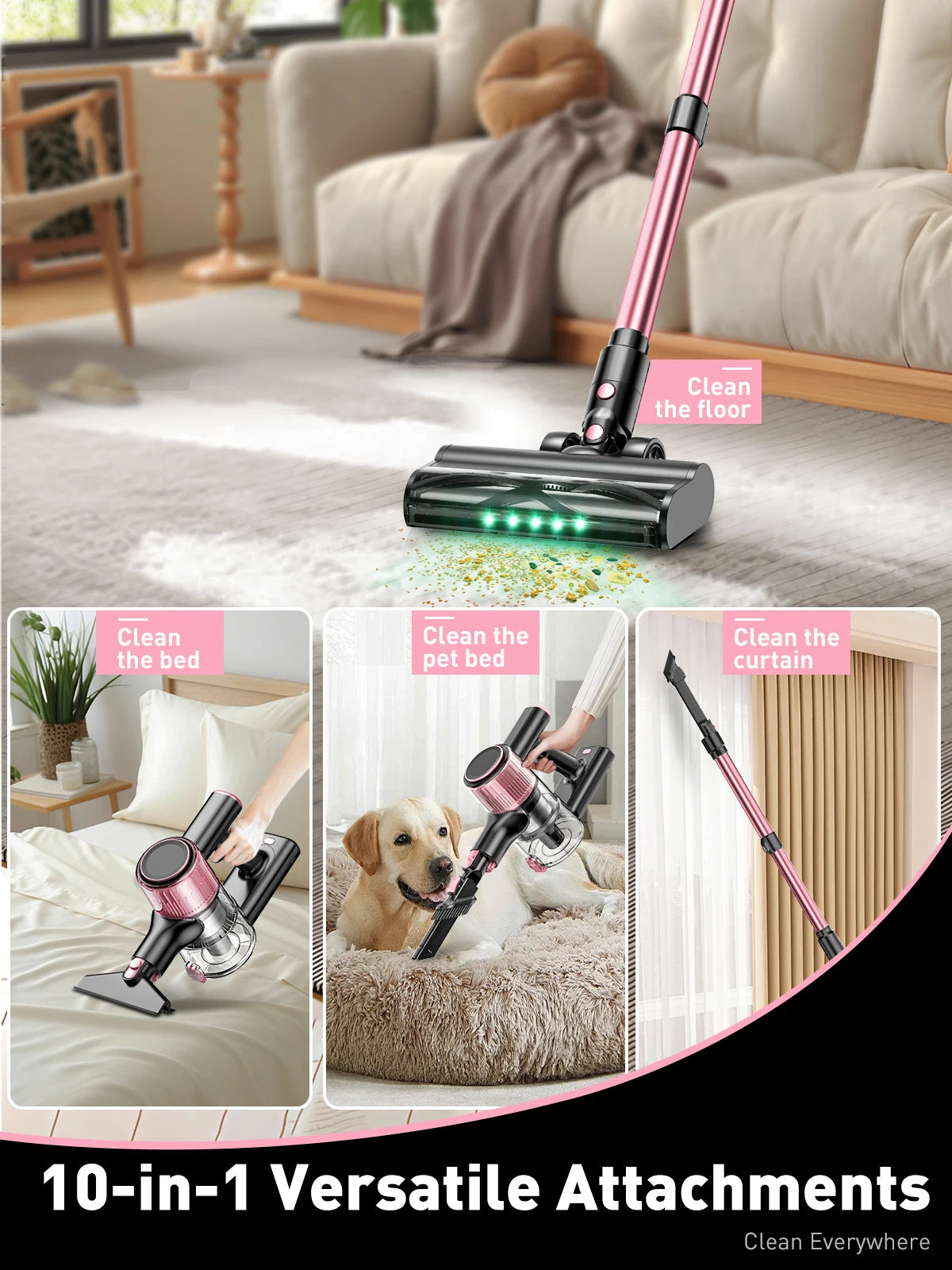 SUXIANGVAC Cordless Vacuum Cleaner 55Kpa 500W 45min 10 In 1