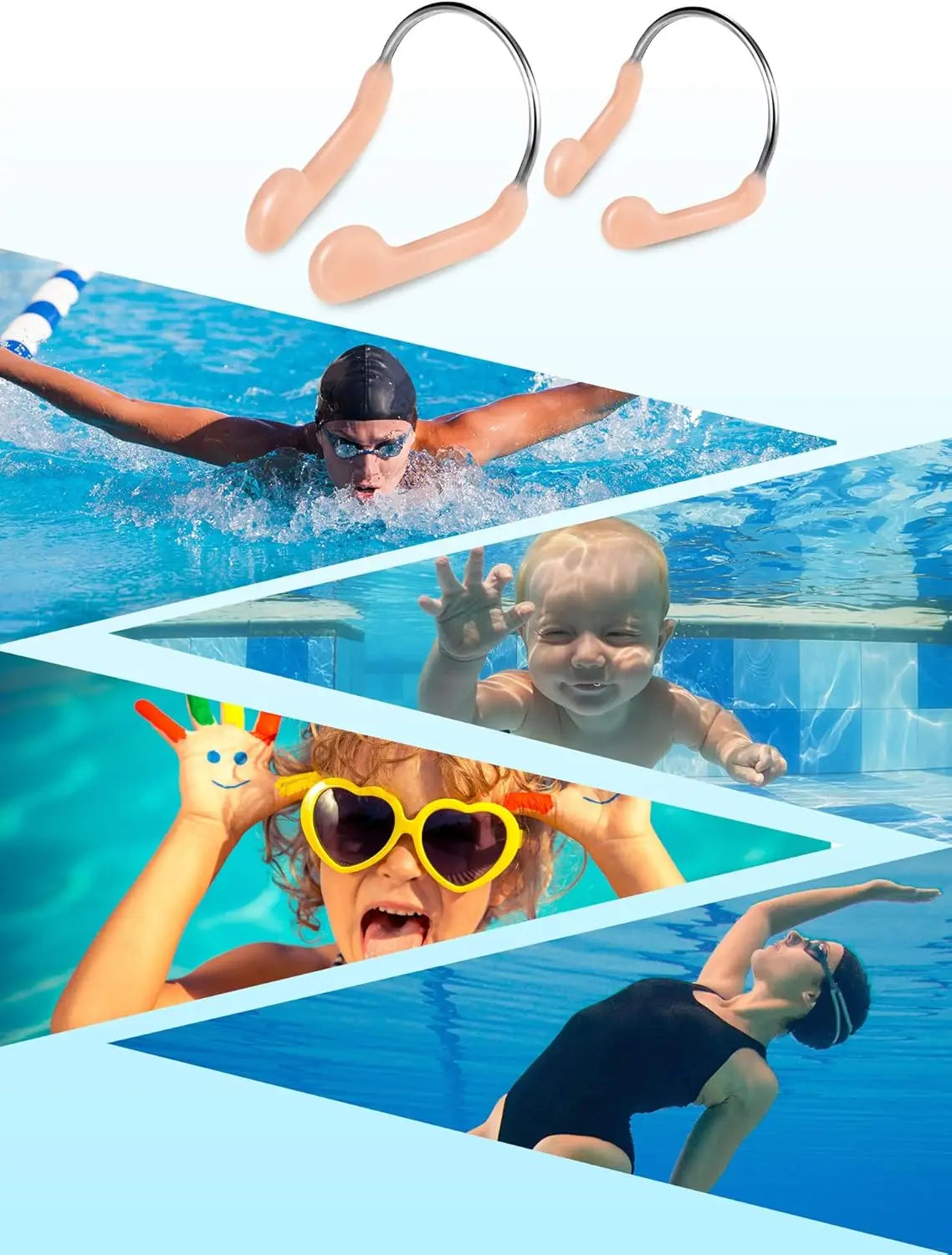 Swim Nose Clip Set 12 Pack Adjustable Silicone Waterproof